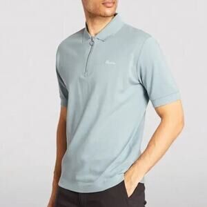 Rapha Zipped Polo Shirt Short Sleeve Blue Size Medium